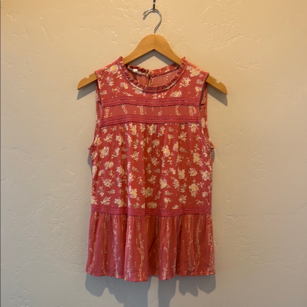 Maurices Orange Coral  floral Tank Size S